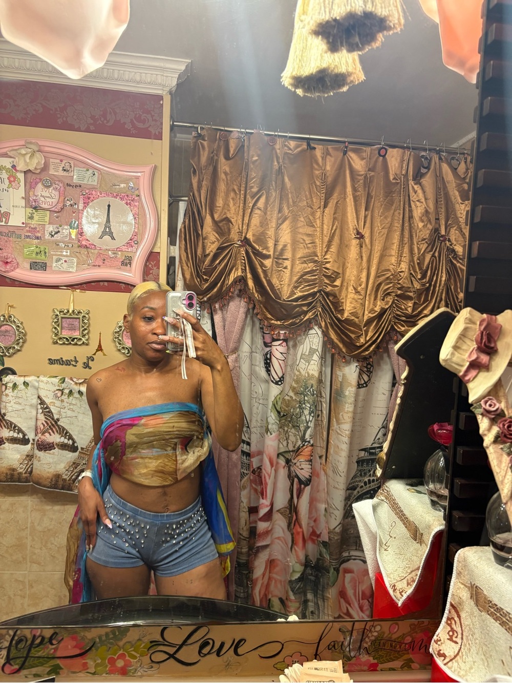 H & M blingy blue rhinestone mini shorts. Stretchy & Comfy. - Picture 5 of 7